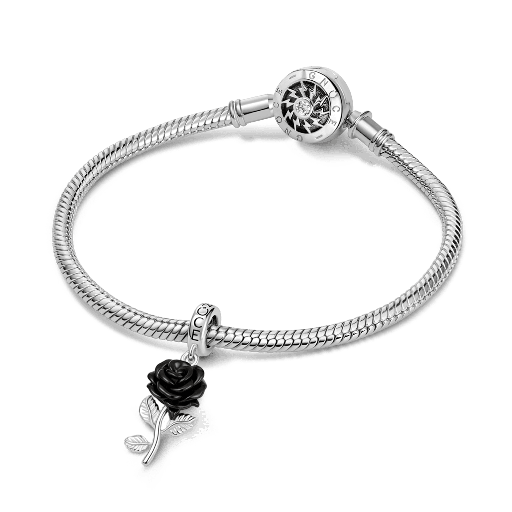 Gnoce Dark Style Rose Charm Platinum-plated Silver Blend_3