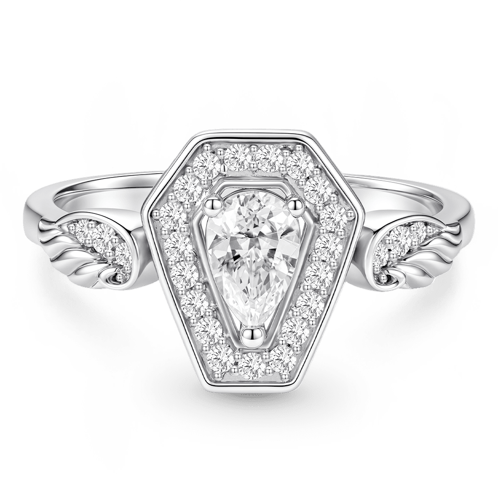 Gnoce Wings Pear-Cut Ring Platinum-plated Silver Blend_1