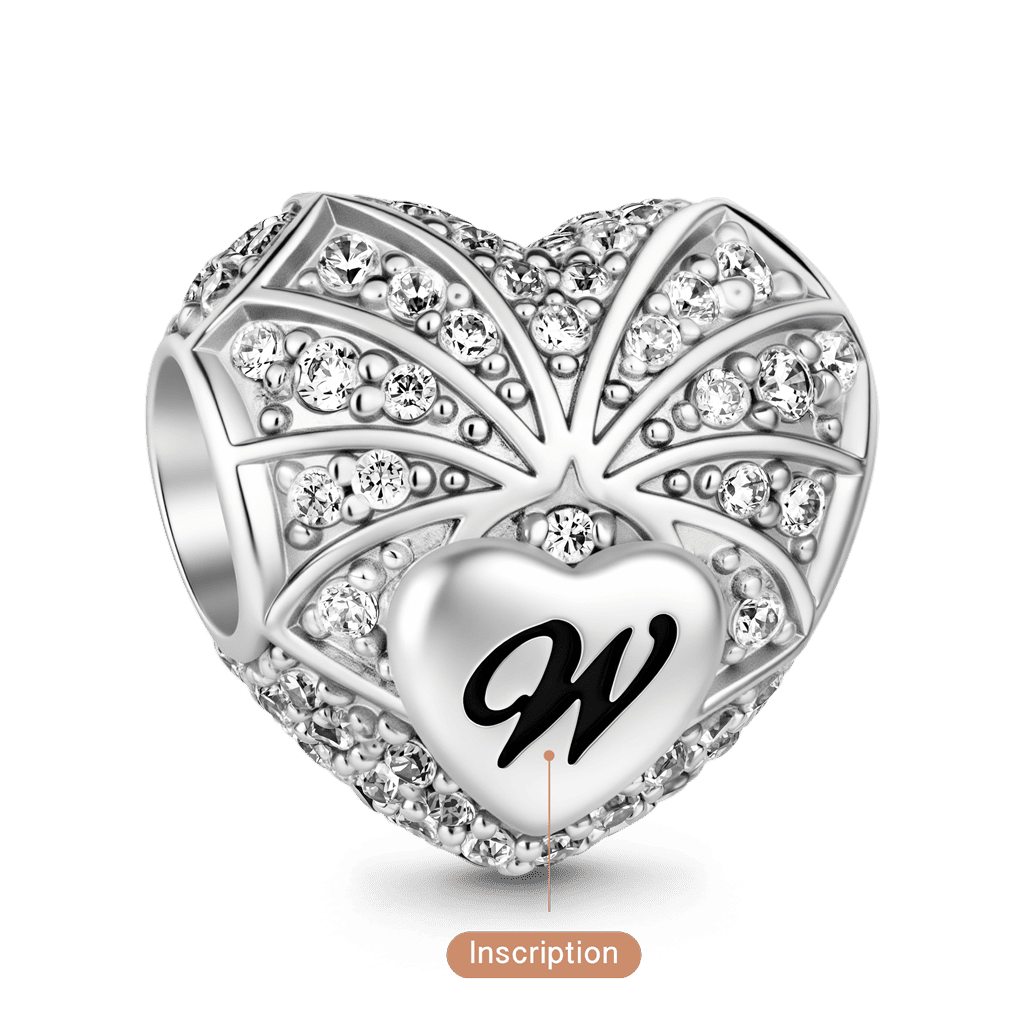 Gnoce Heart Engravable Charm Platinum-plated Silver Blend_5