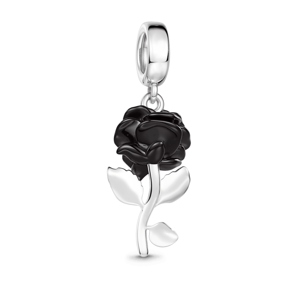 Gnoce Dark Style Rose Charm Platinum-plated Silver Blend_5
