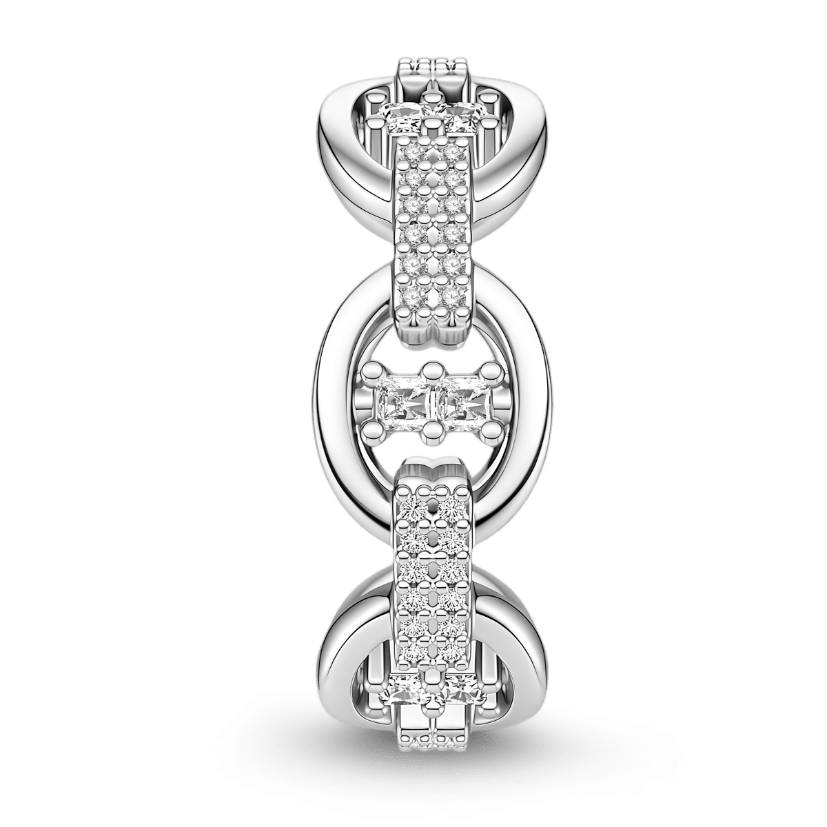 Gnoce Interlocking Geometric Cushion & Round-Cut Accent Ring Platinum-plated Silver Blend_5