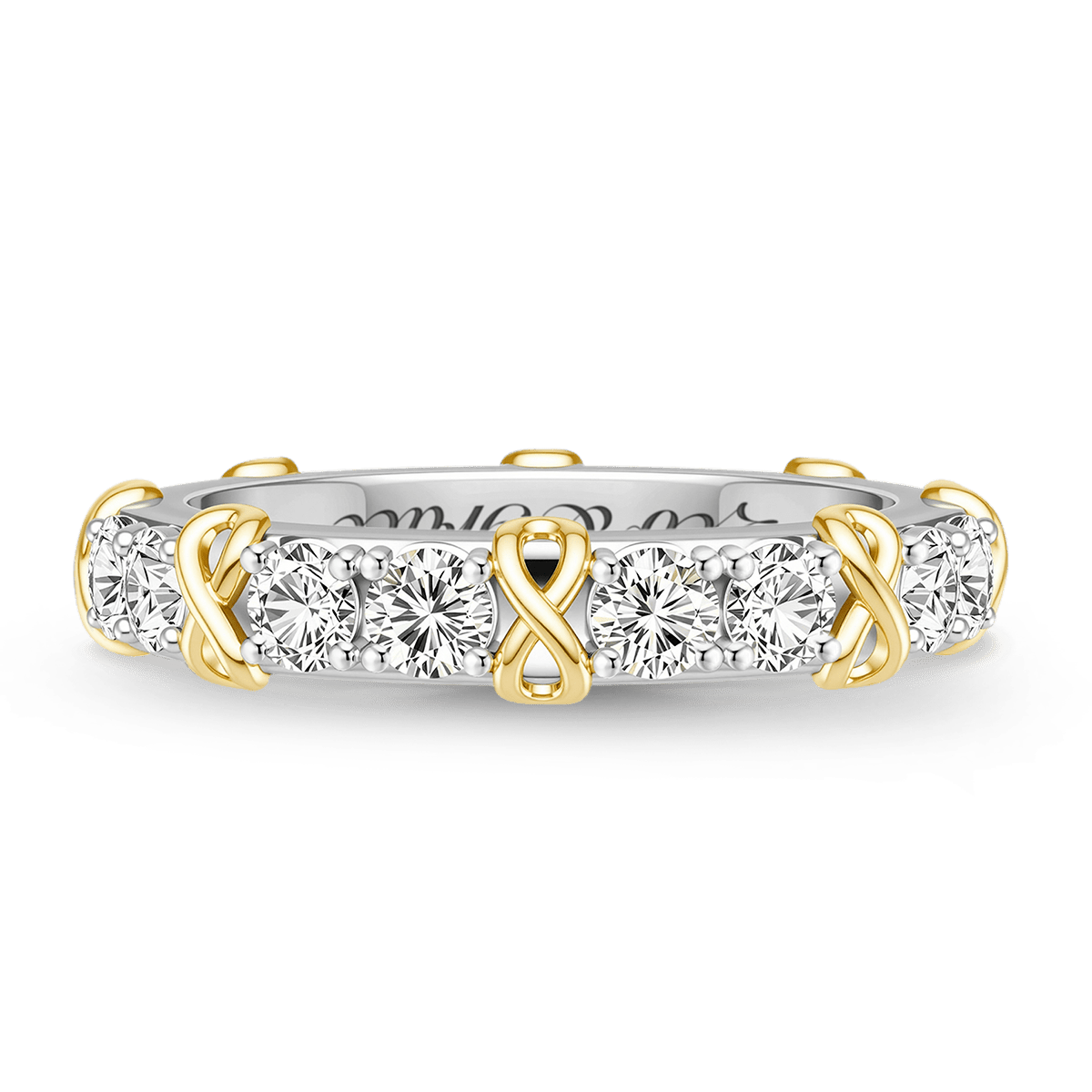 Gnoce Infinity Symbol Round-cut Band Ring Platinum-plated Silver Blend_1