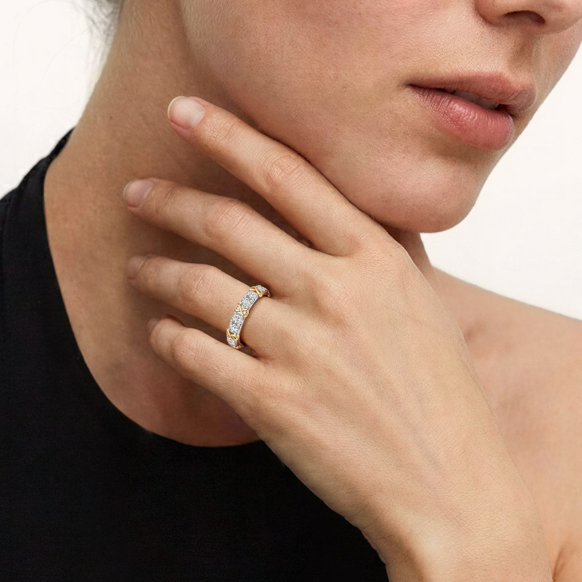 Gnoce Infinity Symbol Round-cut Band Ring Platinum-plated Silver Blend_2