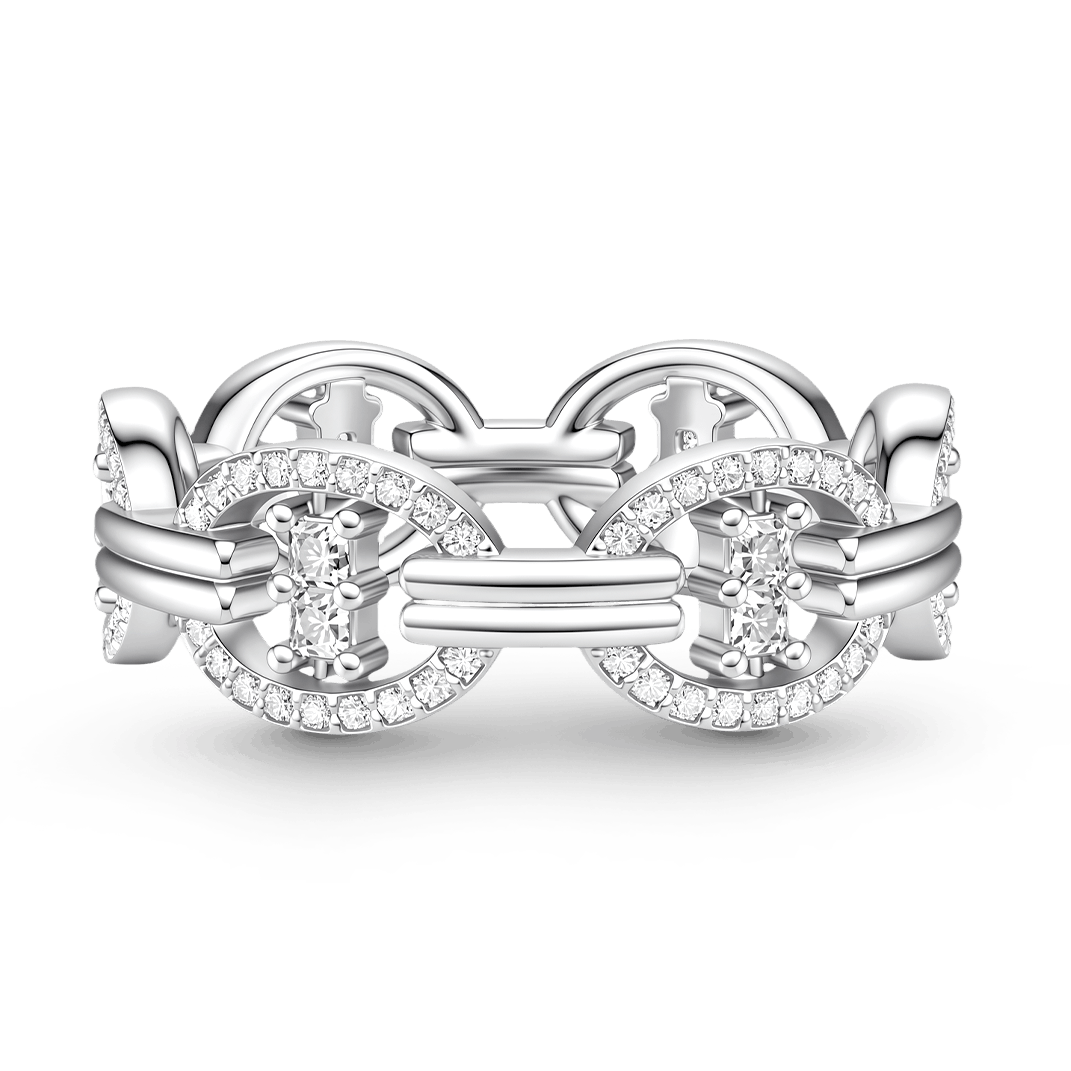 Gnoce Interlocking Geometric Cushion & Round-cut Accent Ring Platinum-plated Silver Blend_1