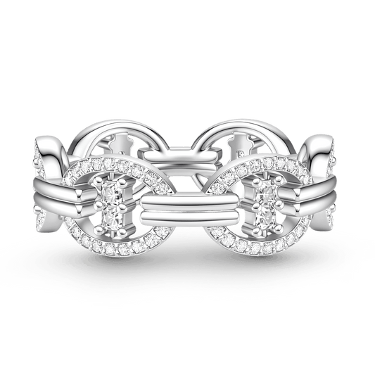 Gnoce Interlocking Geometric Cushion & Round-cut Accent Ring Platinum-plated Silver Blend_1