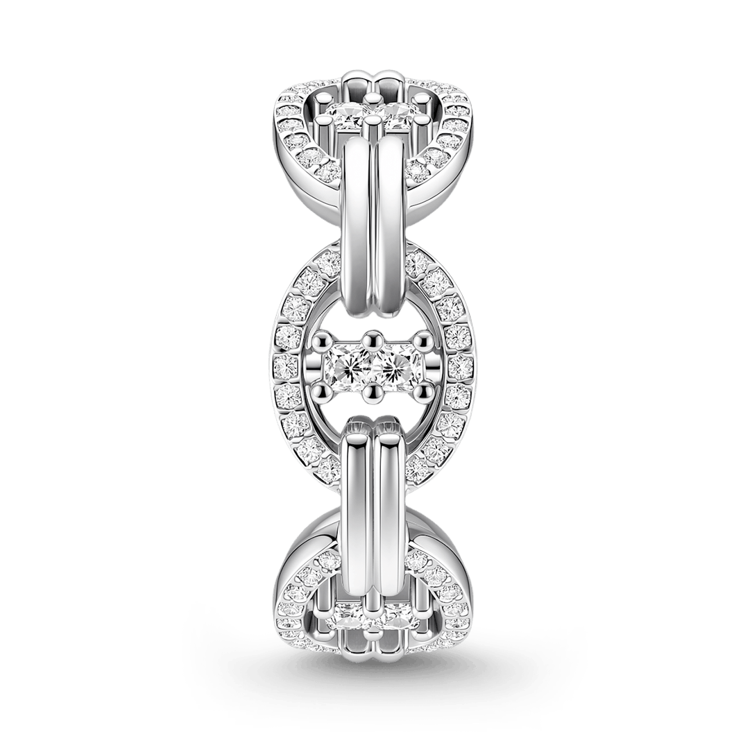 Gnoce Interlocking Geometric Cushion & Round-cut Accent Ring Platinum-plated Silver Blend_4