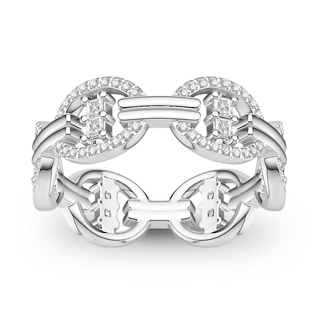 Gnoce Interlocking Geometric Cushion & Round-cut Accent Ring Platinum-plated Silver Blend_6