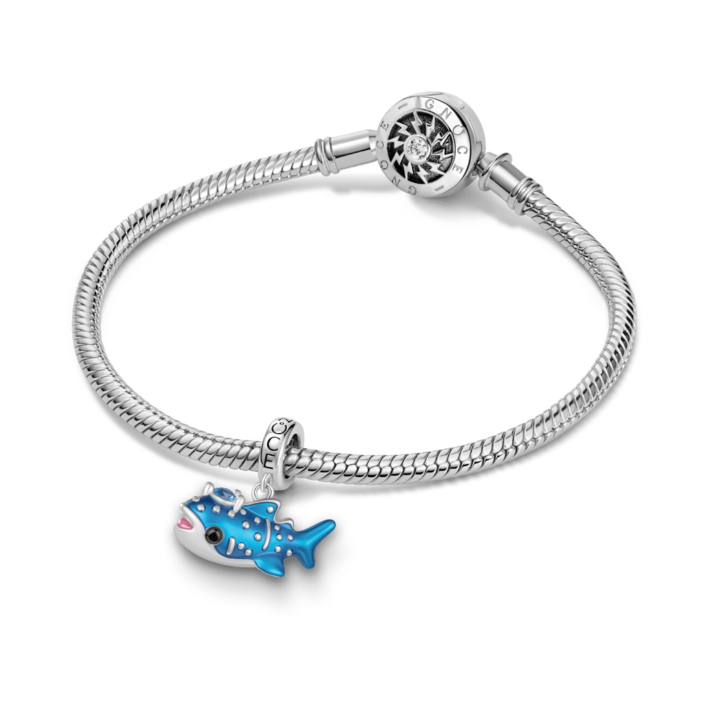 Gnoce Blue Whale Shark Charm Platinum-plated Silver Blend_3