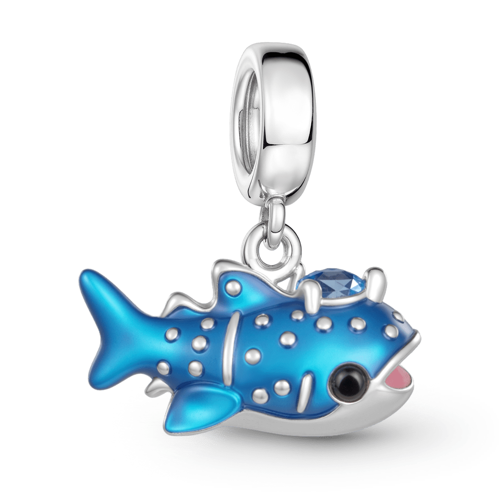 Gnoce Blue Whale Shark Charm Platinum-plated Silver Blend_5
