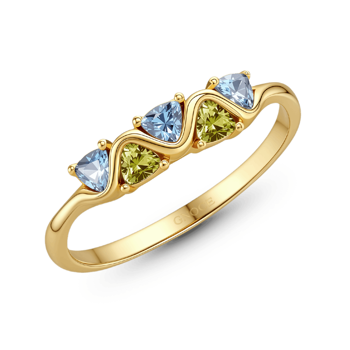 Gnoce Wave Triangle-Cut Band Ring_4
