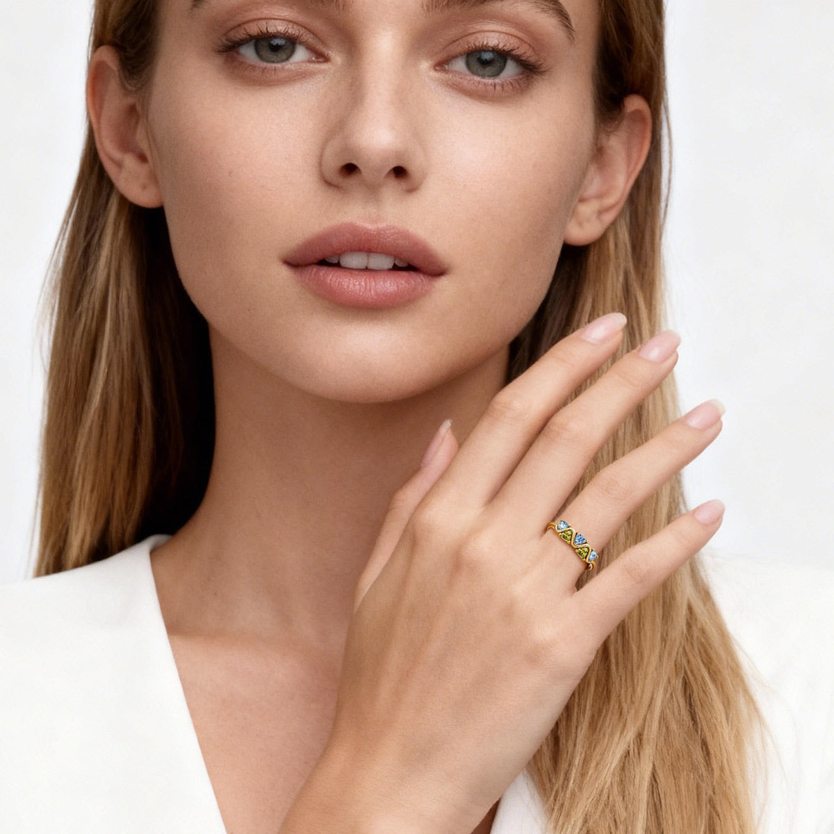 Gnoce Wave Triangle-Cut Band Ring_3