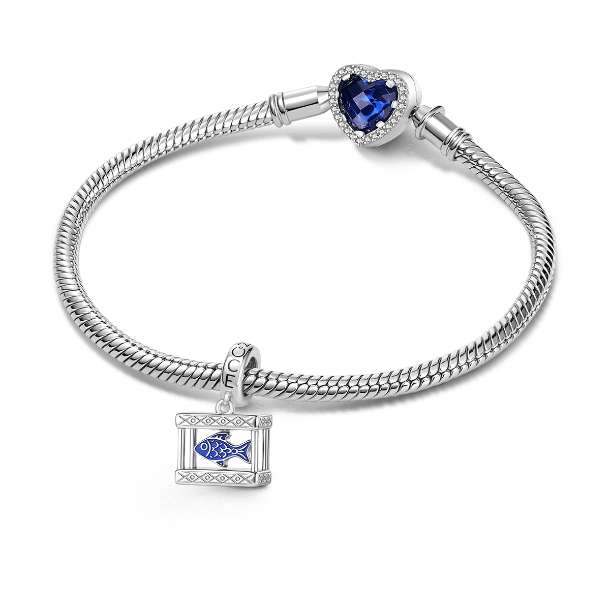 Gnoce Fish Tank Charm Platinum-plated Silver Blend_3