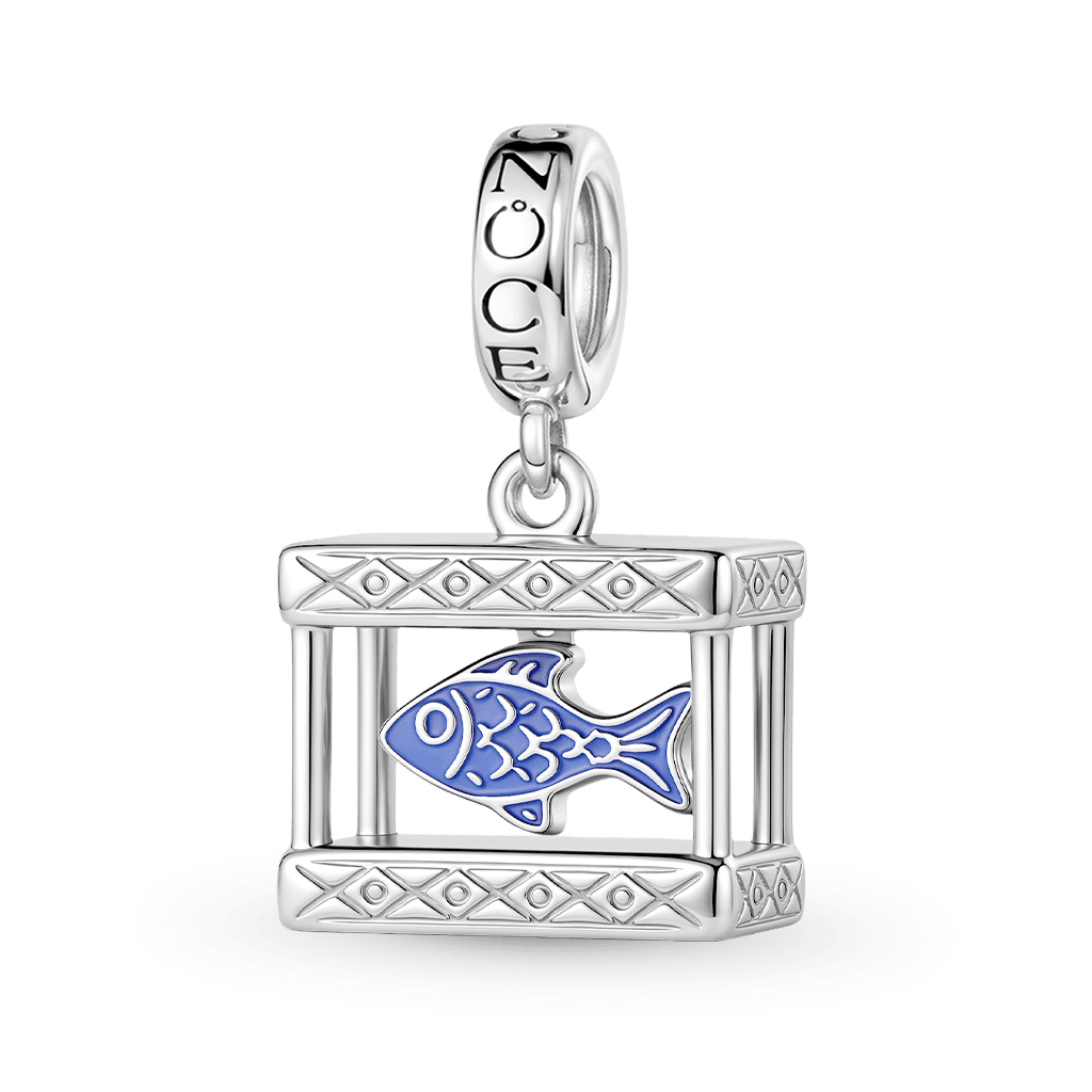 Gnoce Fish Tank Charm Platinum-plated Silver Blend_1