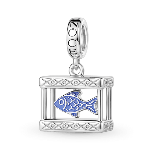 Gnoce Fish Tank Charm Platinum-plated Silver Blend_1