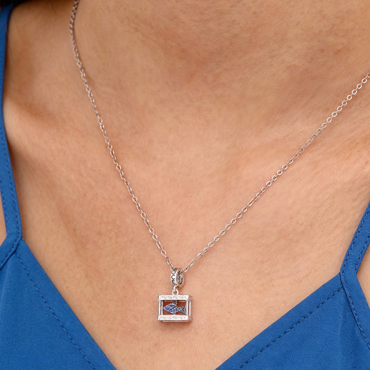 Gnoce Fish Tank Charm Platinum-plated Silver Blend_2