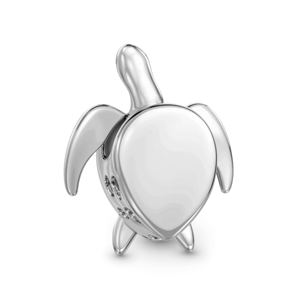 Gnoce Turtle Flower Charm Platinum-plated Silver Blend_5
