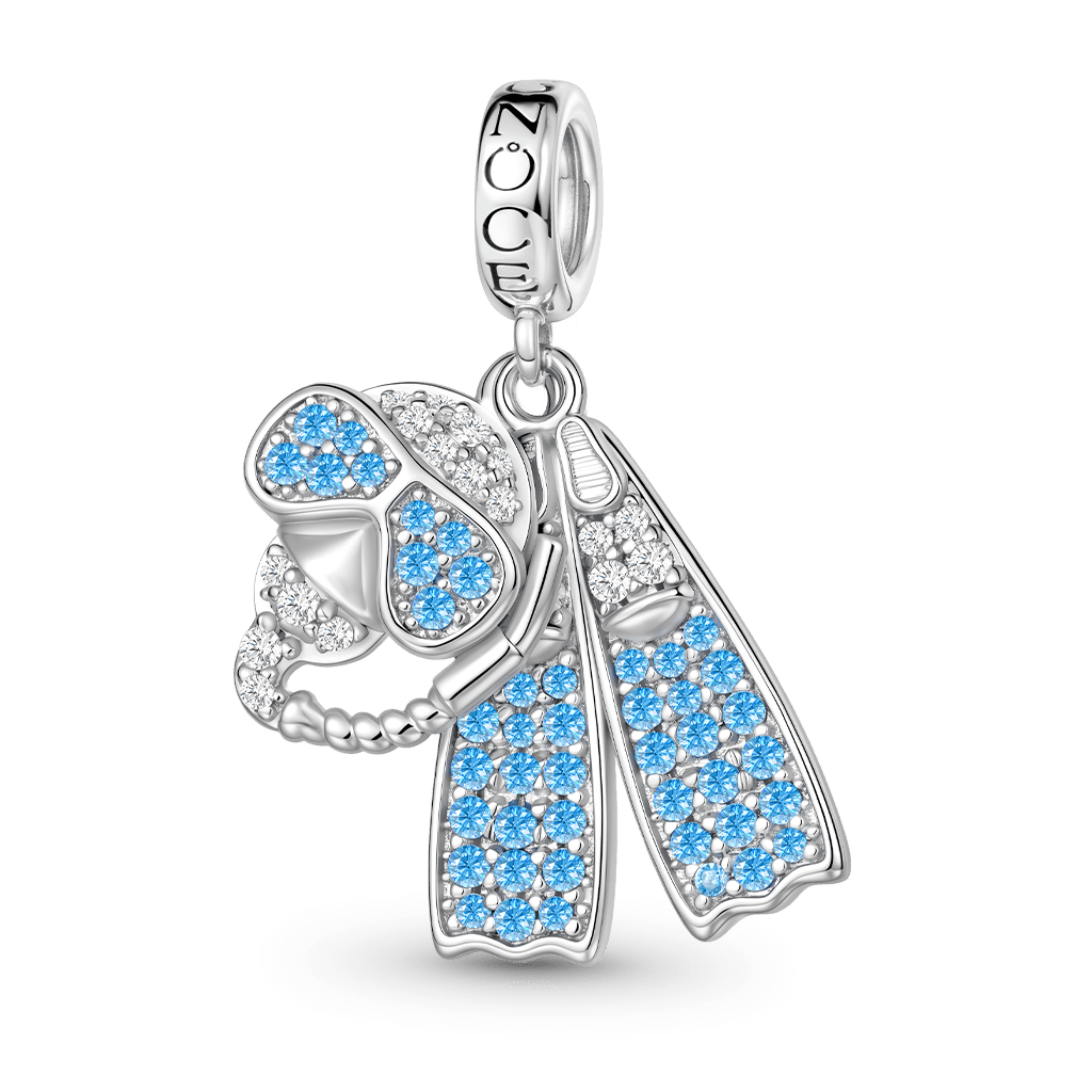 Gnoce Diving Mask and Fins Charm Platinum-plated Silver Blend_1