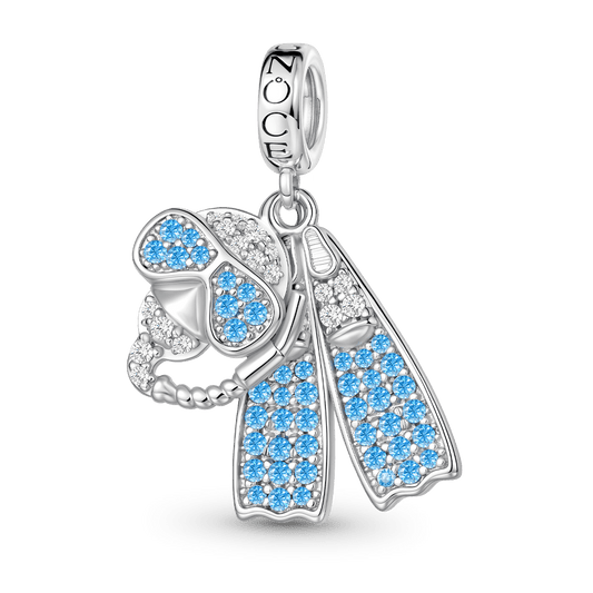 Gnoce Diving Mask and Fins Charm Platinum-plated Silver Blend_1