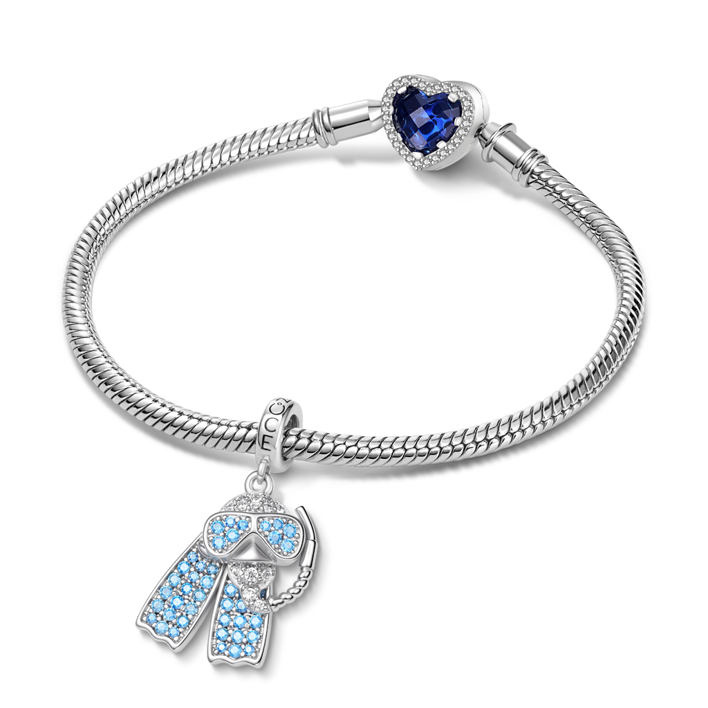 Gnoce Diving Mask and Fins Charm Platinum-plated Silver Blend_3