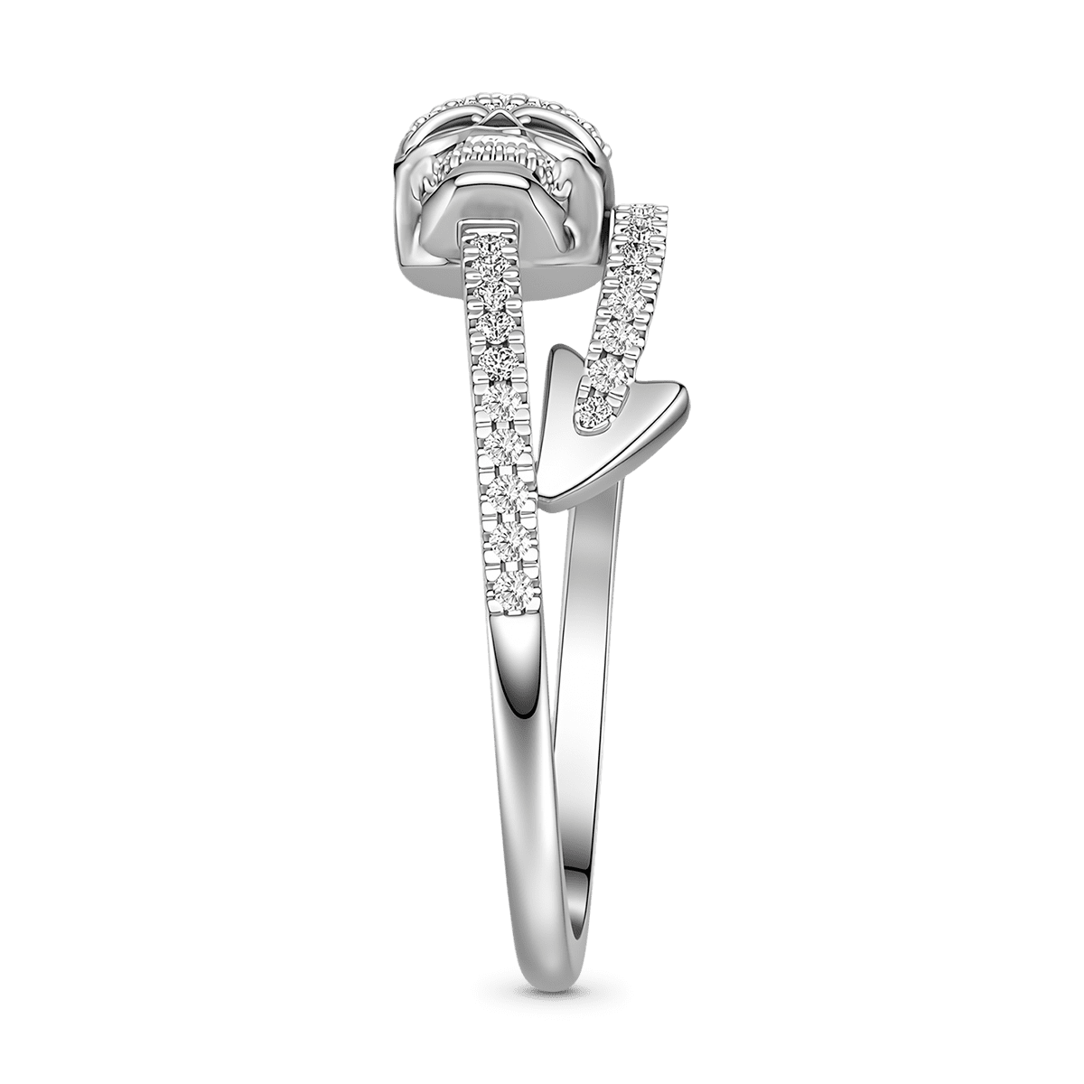 Gnoce Gothic Skull Arrow Ring Platinum-plated Silver Blend_4