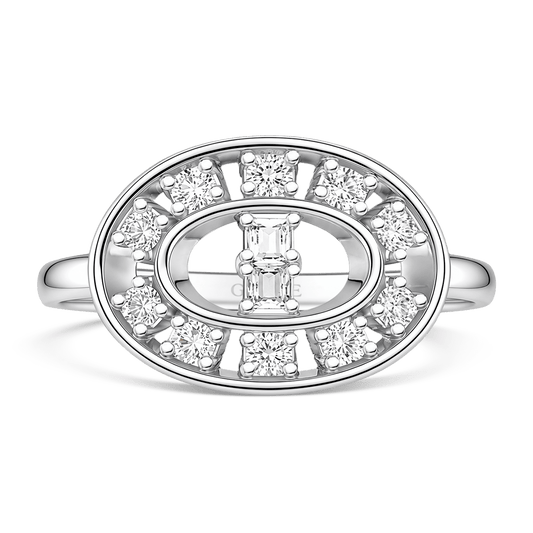 Gnoce Oval Baguette & Round Cut Engagement Ring Platinum-plated Silver Blend_1