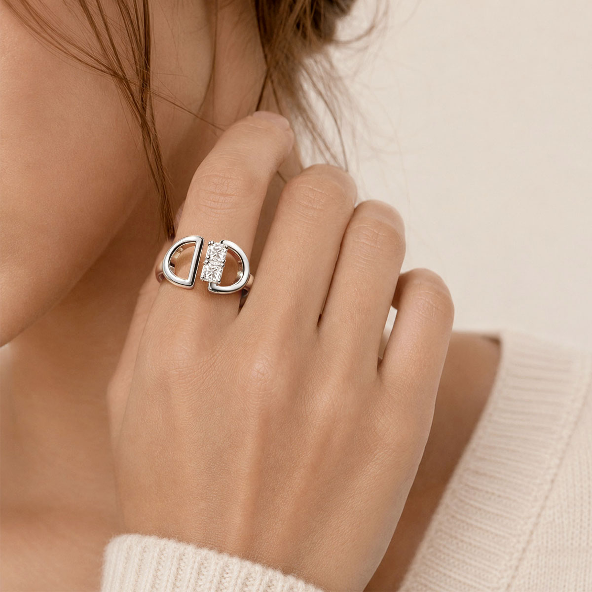 Gnoce Double D Ring Platinum-plated Silver Blend_2