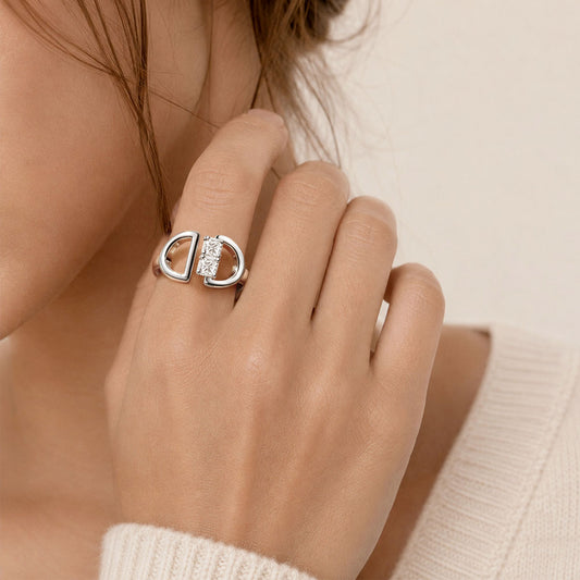 Gnoce Double D Ring Platinum-plated Silver Blend_2