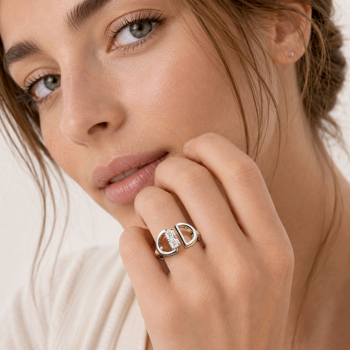 Gnoce Double D Ring Platinum-plated Silver Blend_3
