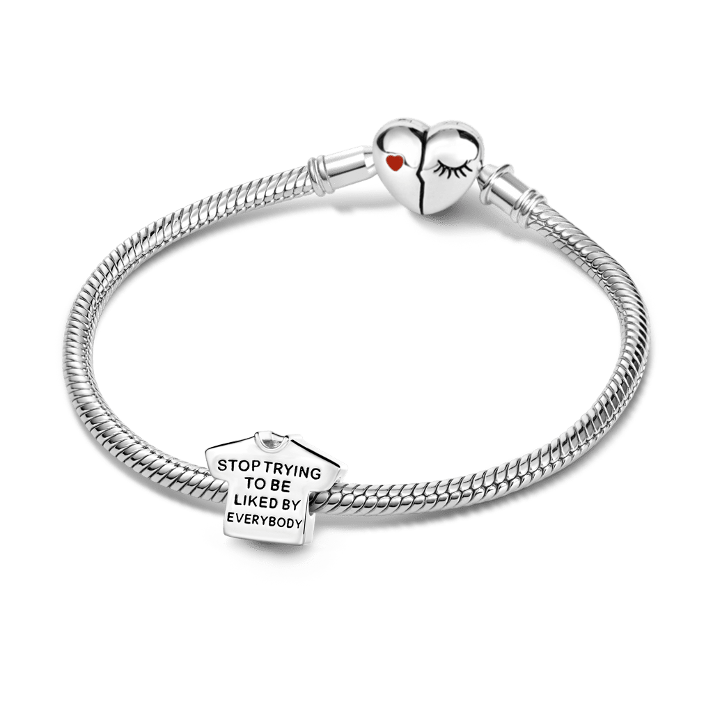 Gnoce Short-Sleeved Shirt With Lettering Charm Platinum-plated Silver Blend_3
