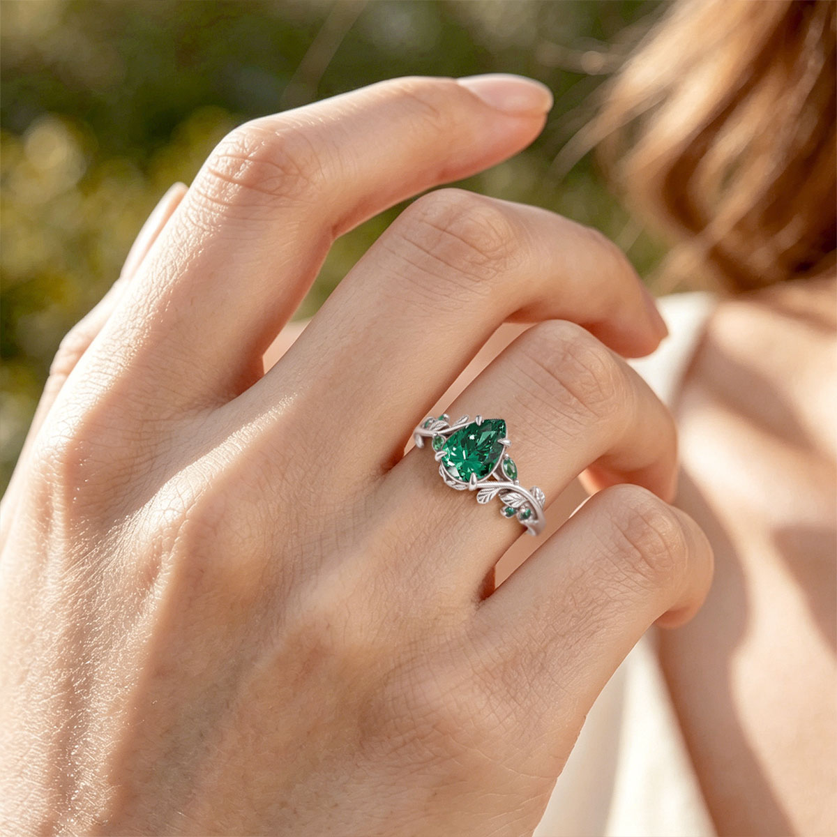 Gnoce Nature-Inspired Twig Pear-cut Engagement Ring_2