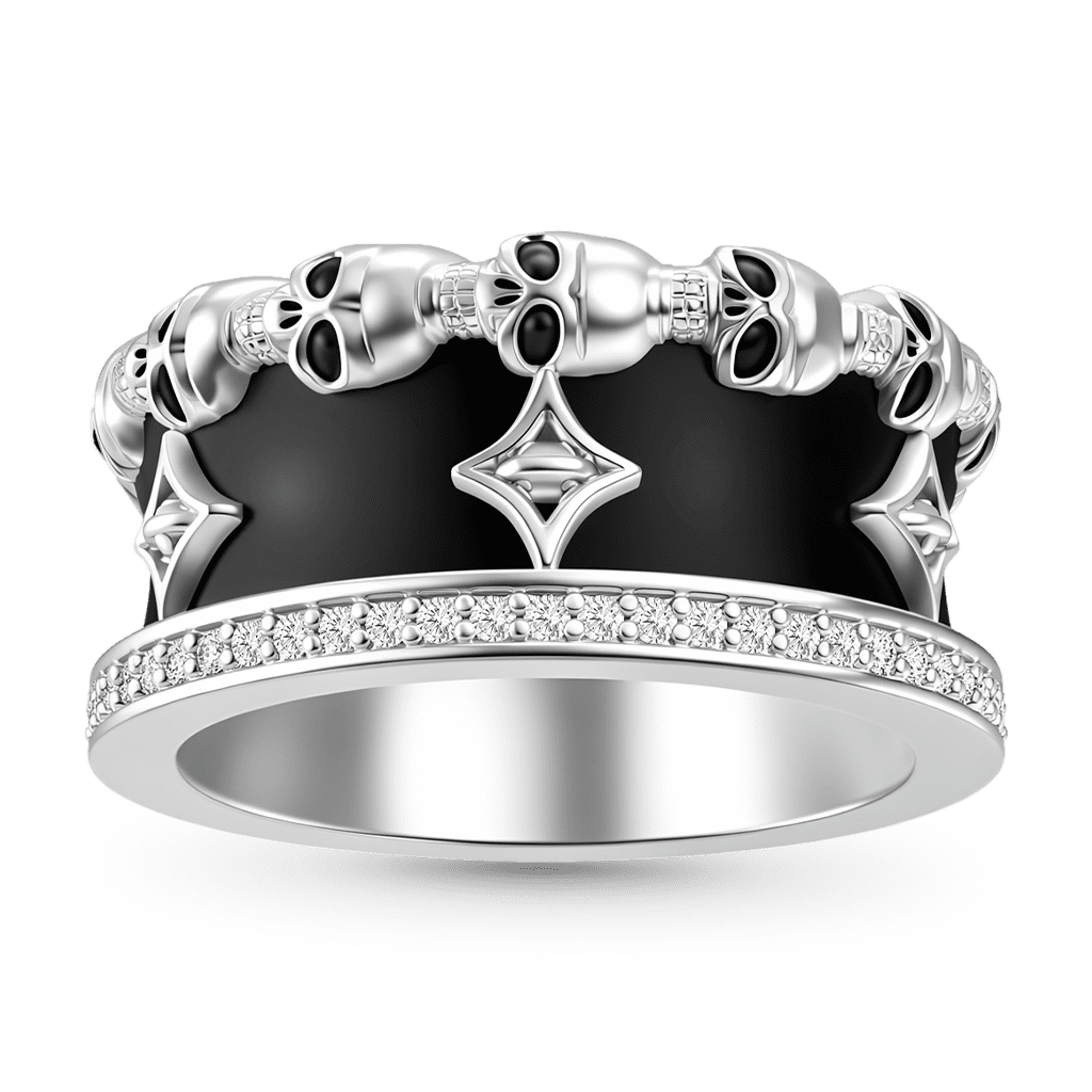 Gnoce Skull Gothic Skeleton Motif Ring Platinum-plated Silver Blend_6