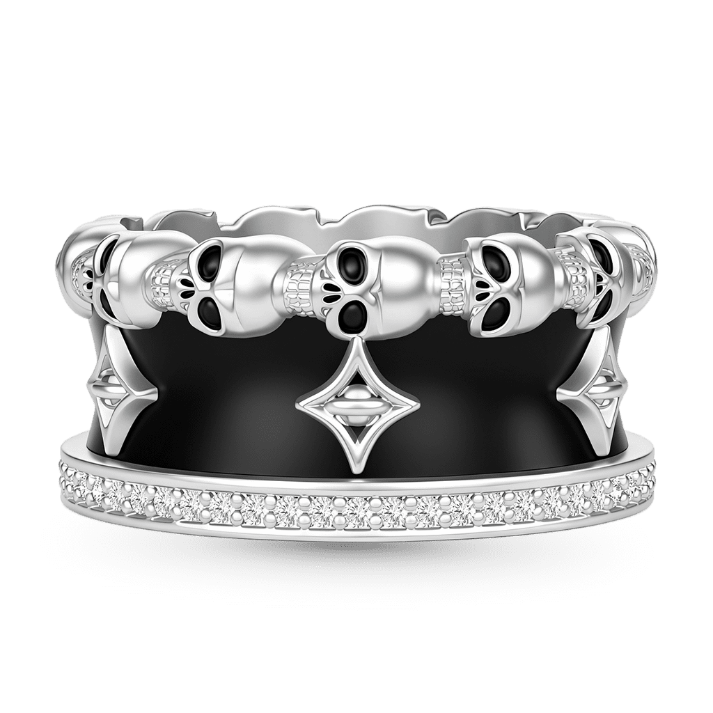 Gnoce Skull Gothic Skeleton Motif Ring Platinum-plated Silver Blend_1