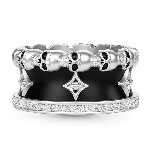 Gnoce Skull Gothic Skeleton Motif Ring Platinum-plated Silver Blend_1