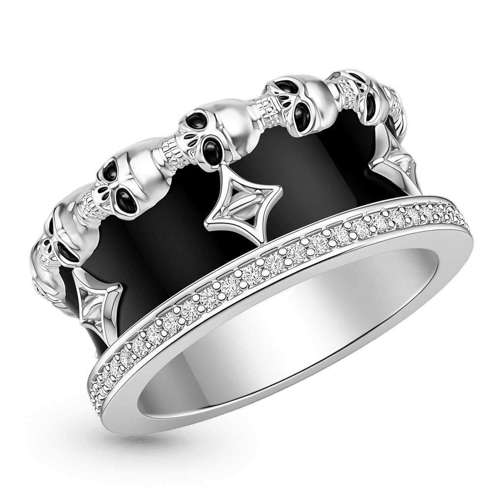Gnoce Skull Gothic Skeleton Motif Ring Platinum-plated Silver Blend_5