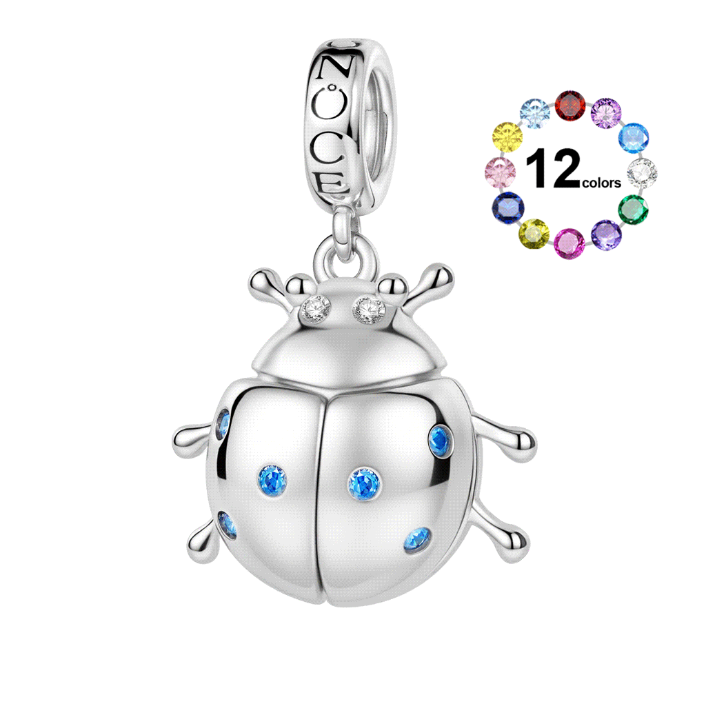 Gnoce Glow-in-the-Dark Beetle Birthstone Charm Platinum-plated Silver Blend_1