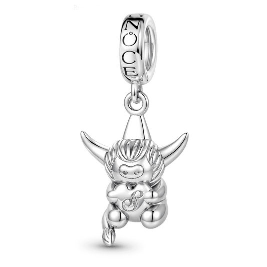 Gnoce Highland Cow Engravable Charm Platinum-plated Silver Blend_1