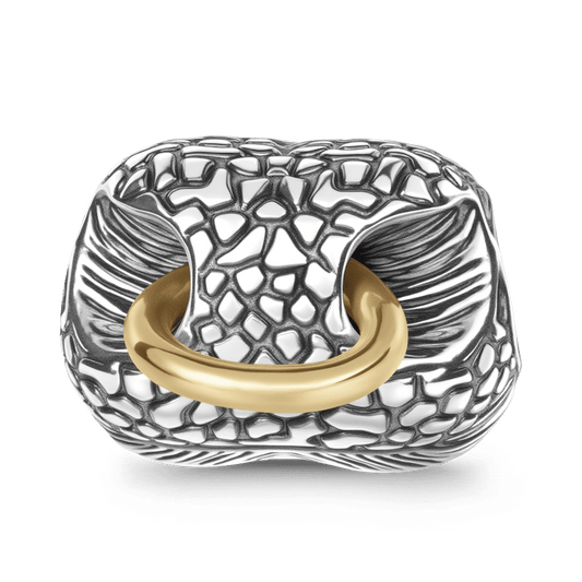 Gnoce Bull Nose Ring Engravable Charm Platinum-plated Silver Blend_1