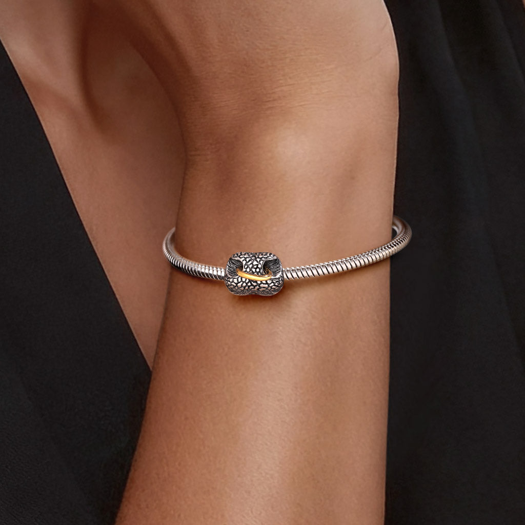 Gnoce Bull Nose Ring Engravable Charm Platinum-plated Silver Blend_2