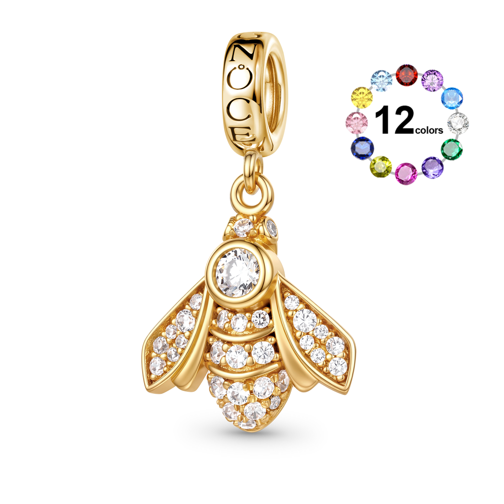 Gnoce Bee Birthstone Charm Platinum-plated Silver Blend_1