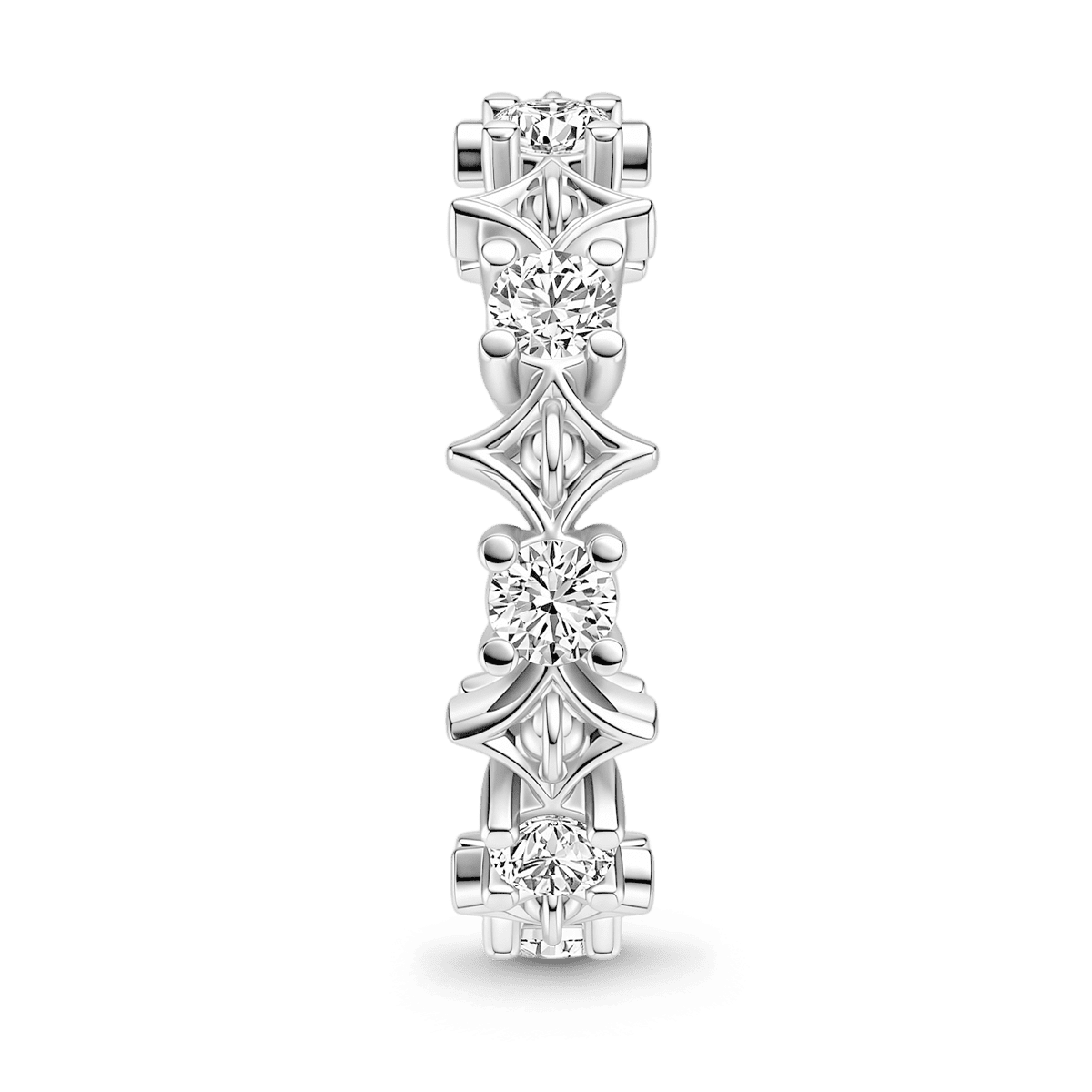 Gnoce Hollow Square Pattern Ring Platinum-plated Silver Blend_6