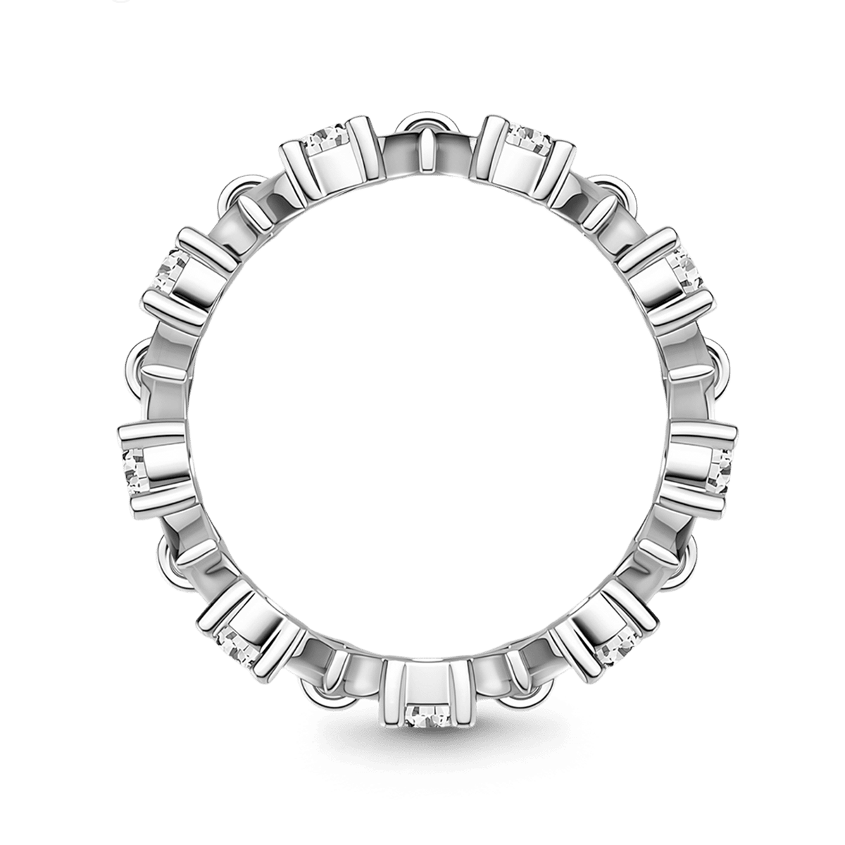 Gnoce Hollow Square Pattern Ring Platinum-plated Silver Blend_5