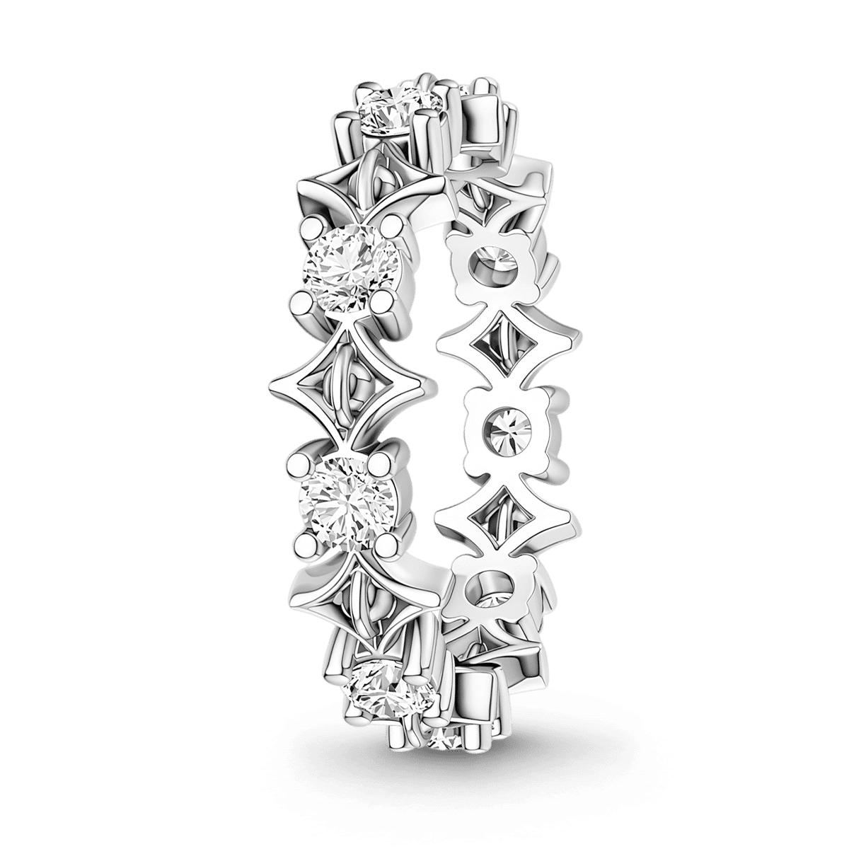 Gnoce Hollow Square Pattern Ring Platinum-plated Silver Blend_4