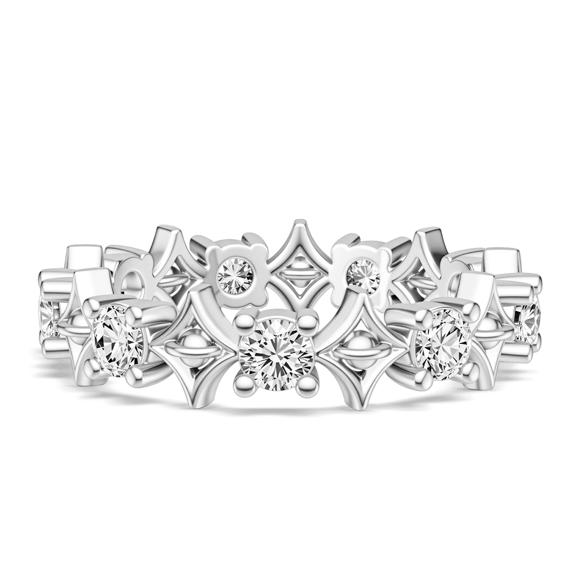Gnoce Hollow Square Pattern Ring Platinum-plated Silver Blend_1