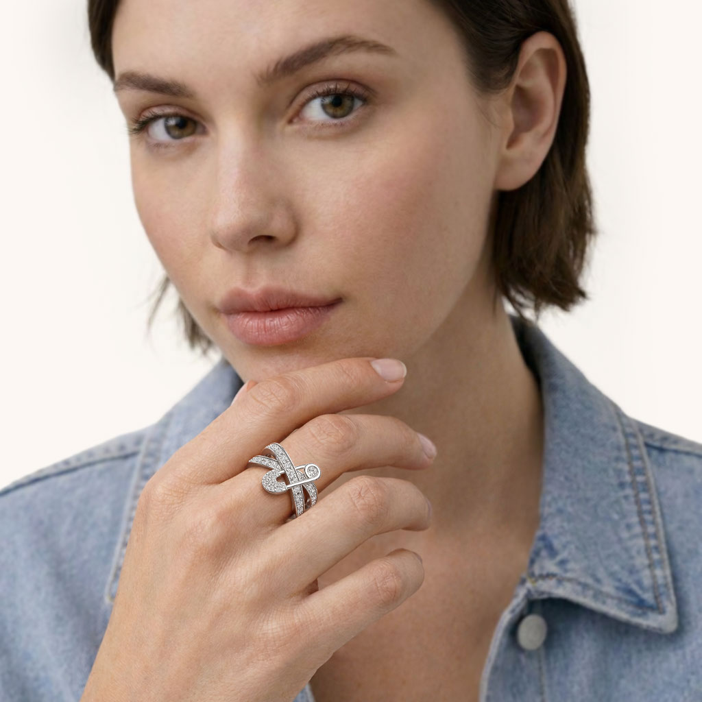 Gnoce Safety Pin Interlocking Bands Ring Platinum-plated Silver Blend_3