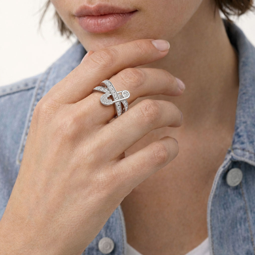 Gnoce Safety Pin Interlocking Bands Ring Platinum-plated Silver Blend_2
