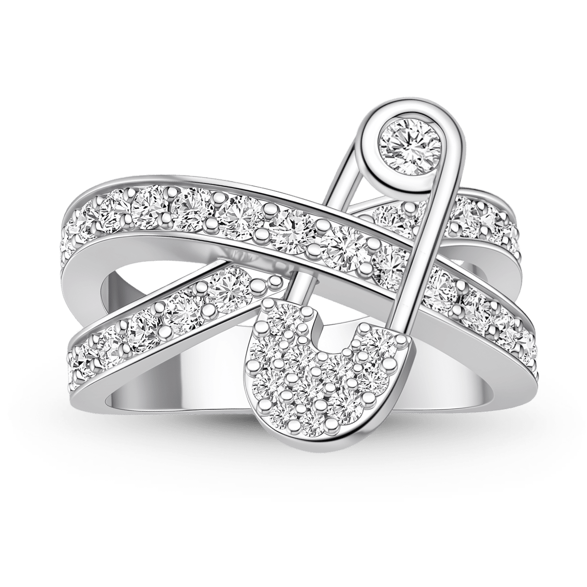 Gnoce Safety Pin Interlocking Bands Ring Platinum-plated Silver Blend_6