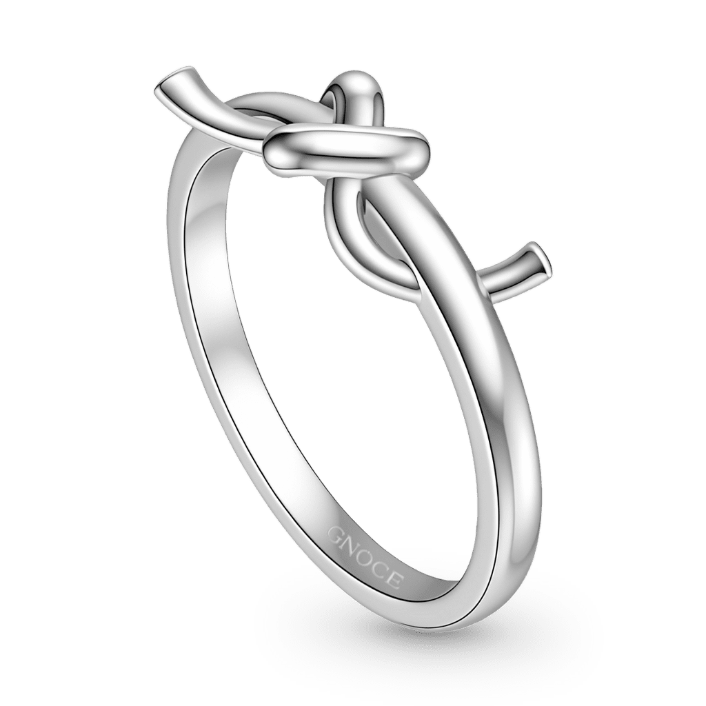 Gnoce Elegant Knot Design Ring Platinum-plated Silver Blend_4