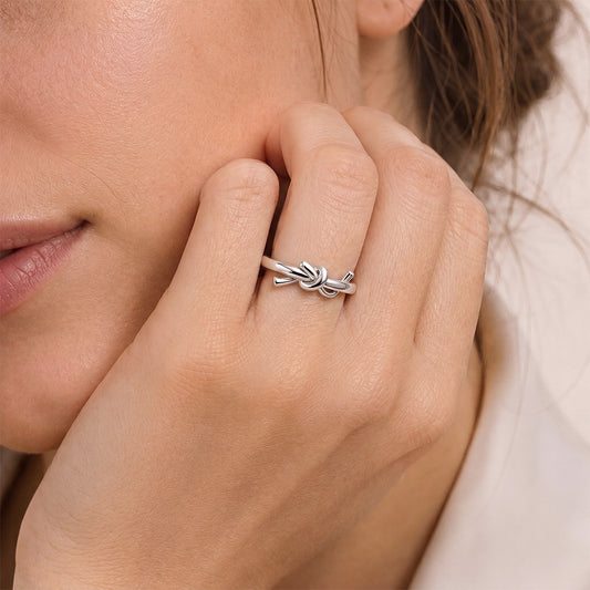 Gnoce Elegant Knot Design Ring Platinum-plated Silver Blend_2