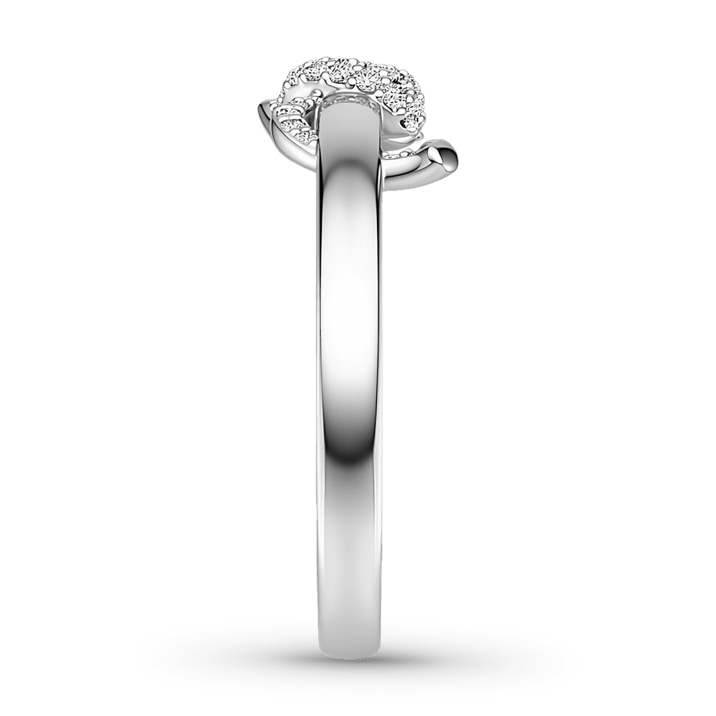 Gnoce Sparkling Heart Knot Ring Platinum-plated Silver Blend_5
