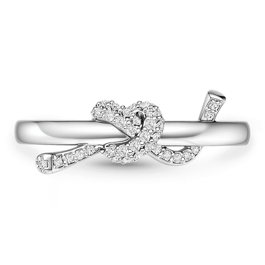 Gnoce Sparkling Heart Knot Ring Platinum-plated Silver Blend_1